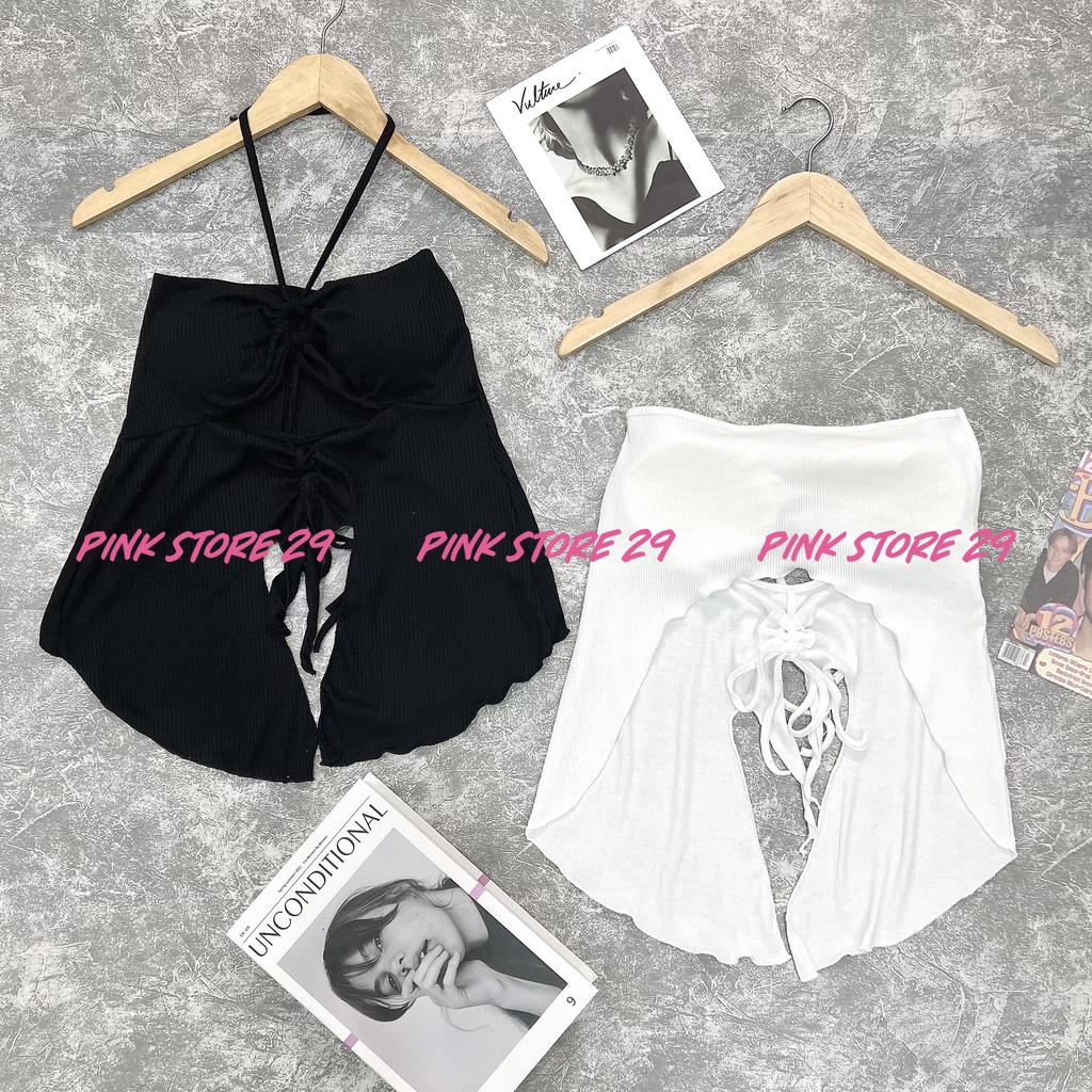 Áo croptop body cổ dây PINKSTORE29, áo kiểu hở lưng khoét ngực siêu TÁO BẠO A5355