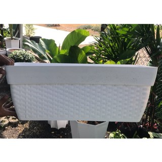 (60x22x23cm) Chậu nhựa cao cấp chữ nhật đan mây_Chậu nhựa giả sứ hoa tiết mây đan siêu dày xịn