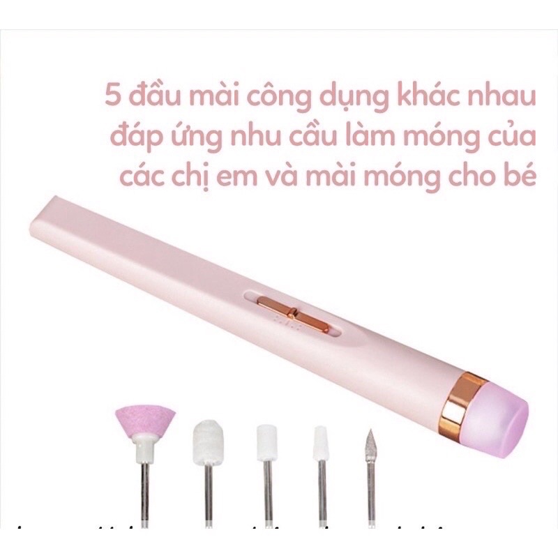 Máy mài móng Finishing Touch Máy dũa móng tay làm nail chuyên nghiệp 5 đầu mài có đèn led loại sạc điện