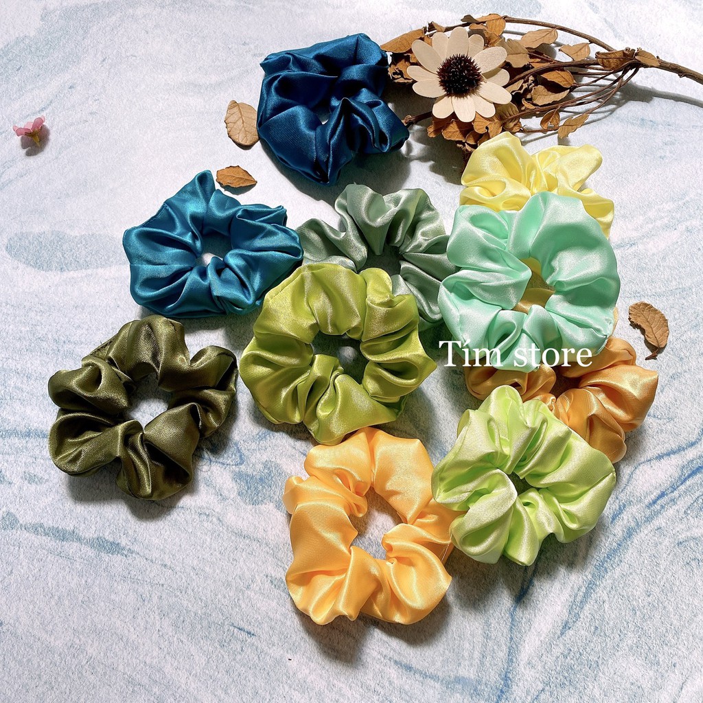 { Ảnh thật} SCRUNCHIES SATIN XANH LÁ - CỘT TÓC NỮ XINH XẮN