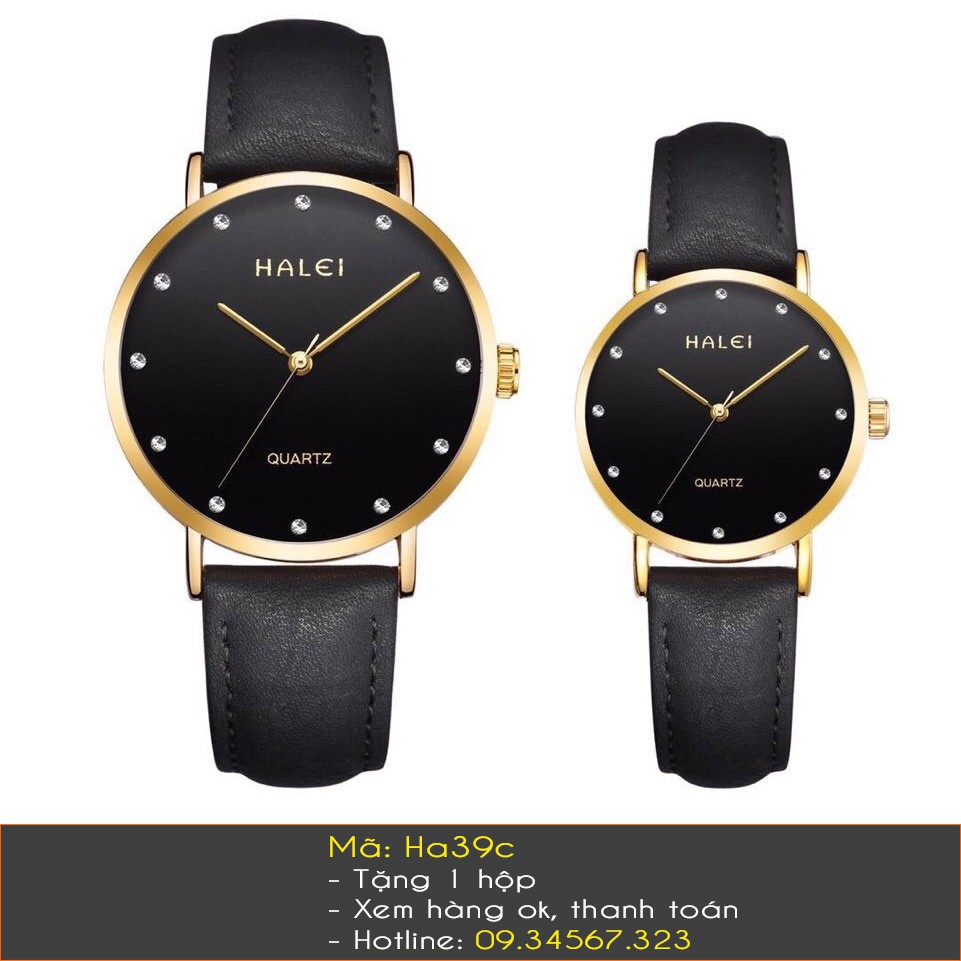 Đồng hồ cặp nam nữ Halei dây da mềm thời trang Tặng Hộp Tặng 2 Pin Dự Phòng | BigBuy360 - bigbuy360.vn
