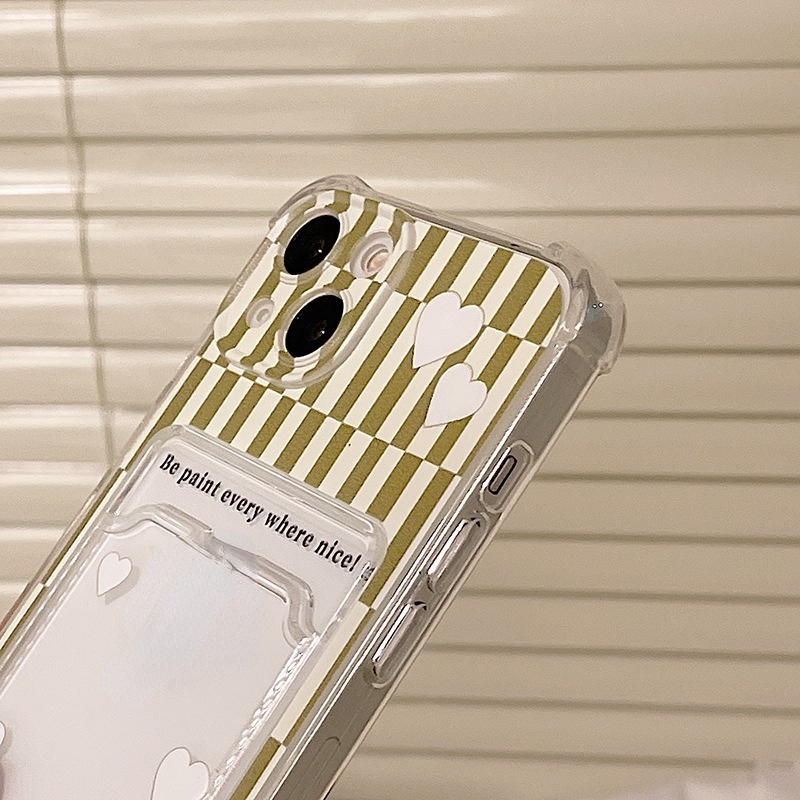 Ốp Điện Thoại Họa Tiết Kẻ Sọc Có Ngăn Đựng Thẻ Cho Iphone 14promax / 13mini 11 / 12pro 678Plus / xsmax / xr