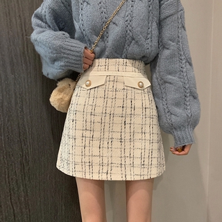Chân Váy Chữ A Lưng Cao Họa Tiết Kẻ Sọc Màu Sắc Tương Phản Phong Cách Retro Thời Trang Mùa Thu 2020 Cho Nữ