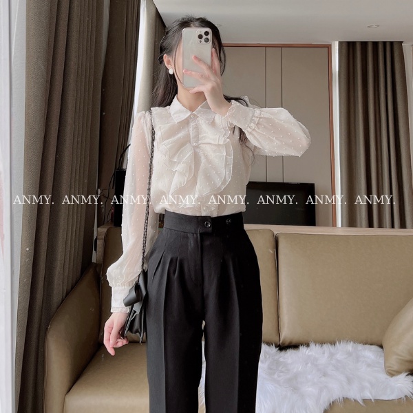 Quần tây nữ lưng cao AMY dáng baggy cạp cao siêu tôn dáng ống đứng chuẩn đẹp khóa trước đen trắng nâu Q621