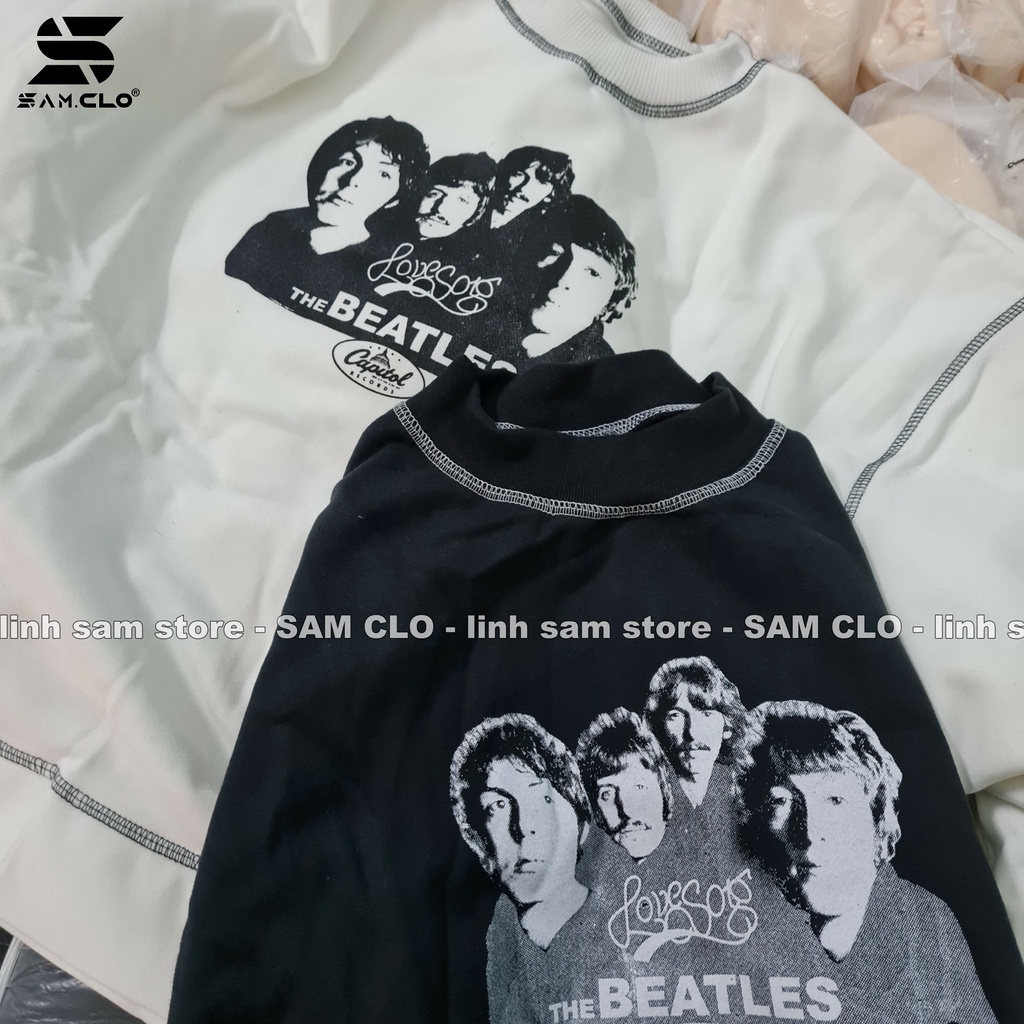 Áo sweater SAM CLO nữ nỉ tay dài ulzzang thu đông freesize dáng unisex in chữ THE BEATLES | BigBuy360 - bigbuy360.vn