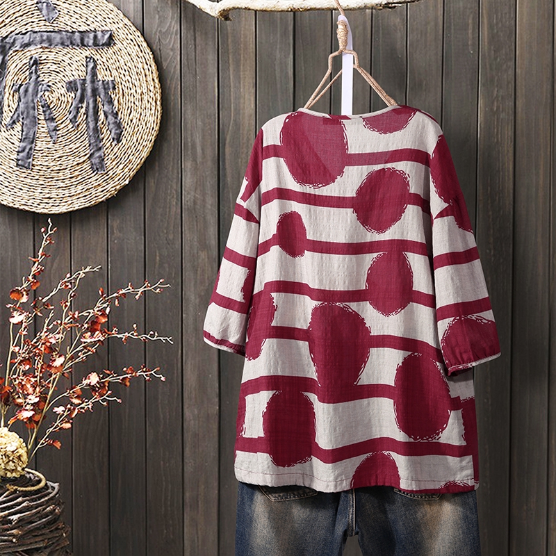 Áo Nữ ZANZEA Tay Lửng Họa Tiết Chấm Bi Thời Trang Quyến Rũ