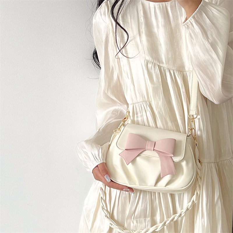 Túi xách nữ túi đeo chéo phối nơ nhỏ đáng yê