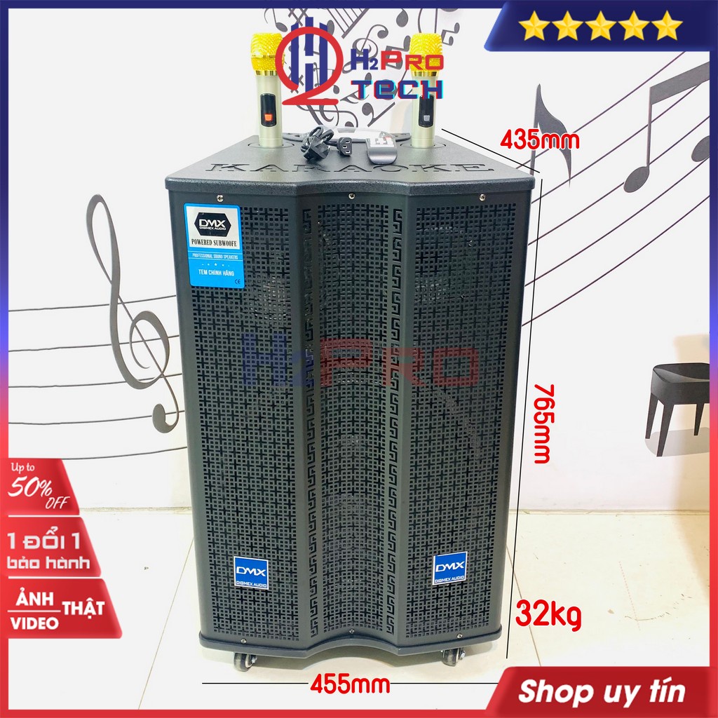 Loa kẹo kéo karaoke, loa kéo bluetooth DMX TC15-3B bass 40 300W hát karaoke cao cấp, công suất lớn - H2pro tech
