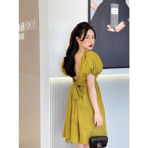 Váy baby doll xanh cốm Quảng Châu (Hình Thật) Đầm Xinh Dáng BabyDoll Hàn Quốc