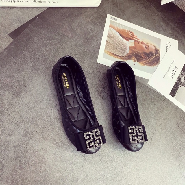 GIÀY BÚP BÊ THÊU PHỐI KHOÁ SIÊU SANG [SẴN]