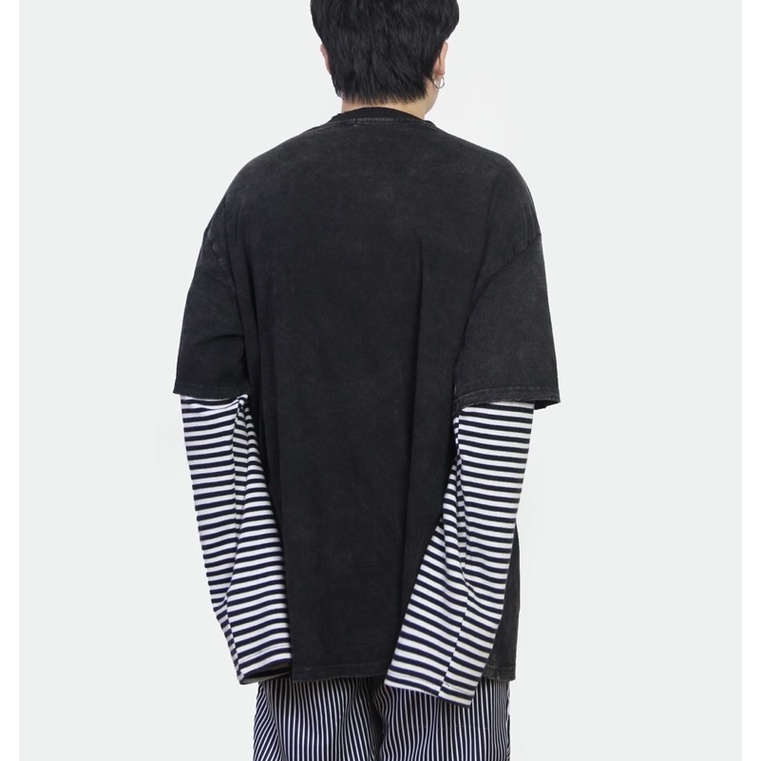 Áo dài tay sọc Butterfly form rộng Unisex