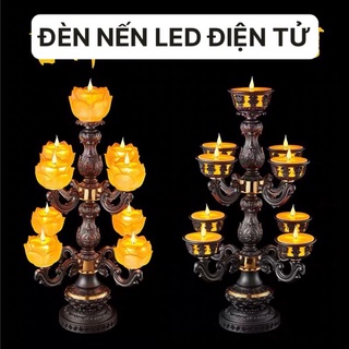 Đèn nến led điện tử hoa sen lưu ly thờ cúng trang trí