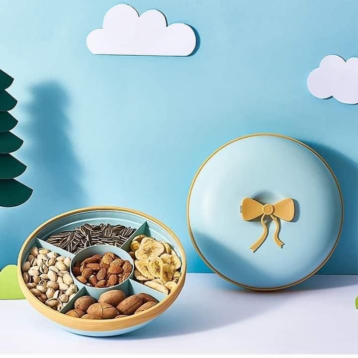 Khay đựng mứt tết bánh kẹo hoa quả tết nắp nơ