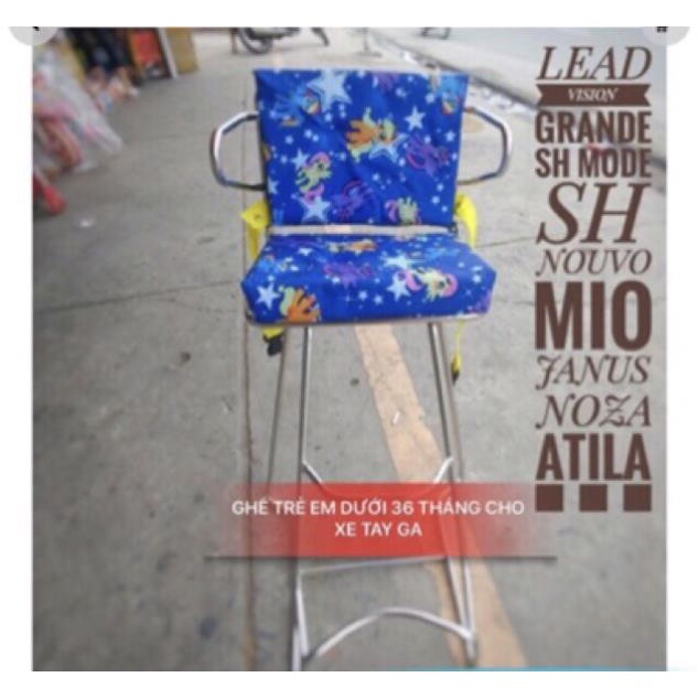 Ghế đi xe ga inox cho bé