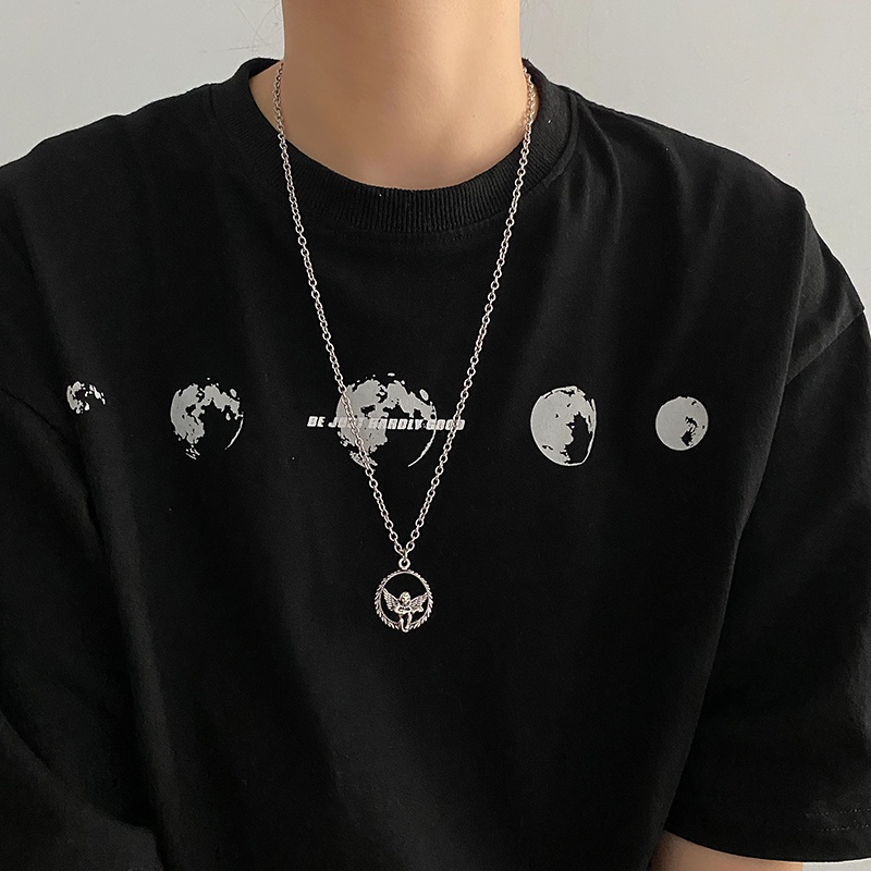 Vòng cổ thép titan mặt thiên thần Cupid phong cách Âu Mỹ