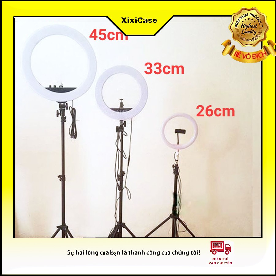 [HÀNG LOẠI 1] Bộ Đèn Livestream 26cm , 36cm, 45cm giá sỉ kèm chân 2 mét + 1 kẹp điện thoại