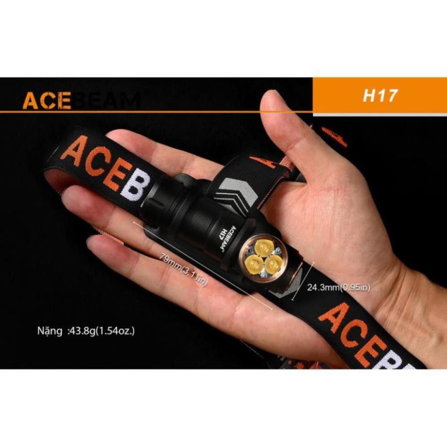 Đèn pin, đèn gù ACEBEAM H17- độ sáng 2000lm chiếu xa 134m, sử dụng pin 18350 có cổng sạc trên thân pin (kèm theo)