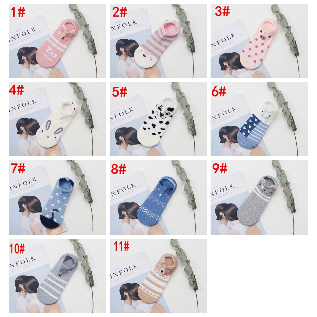 Vớ cotton cổ ngắn họa tiết hoạt hình 3D cho nữ