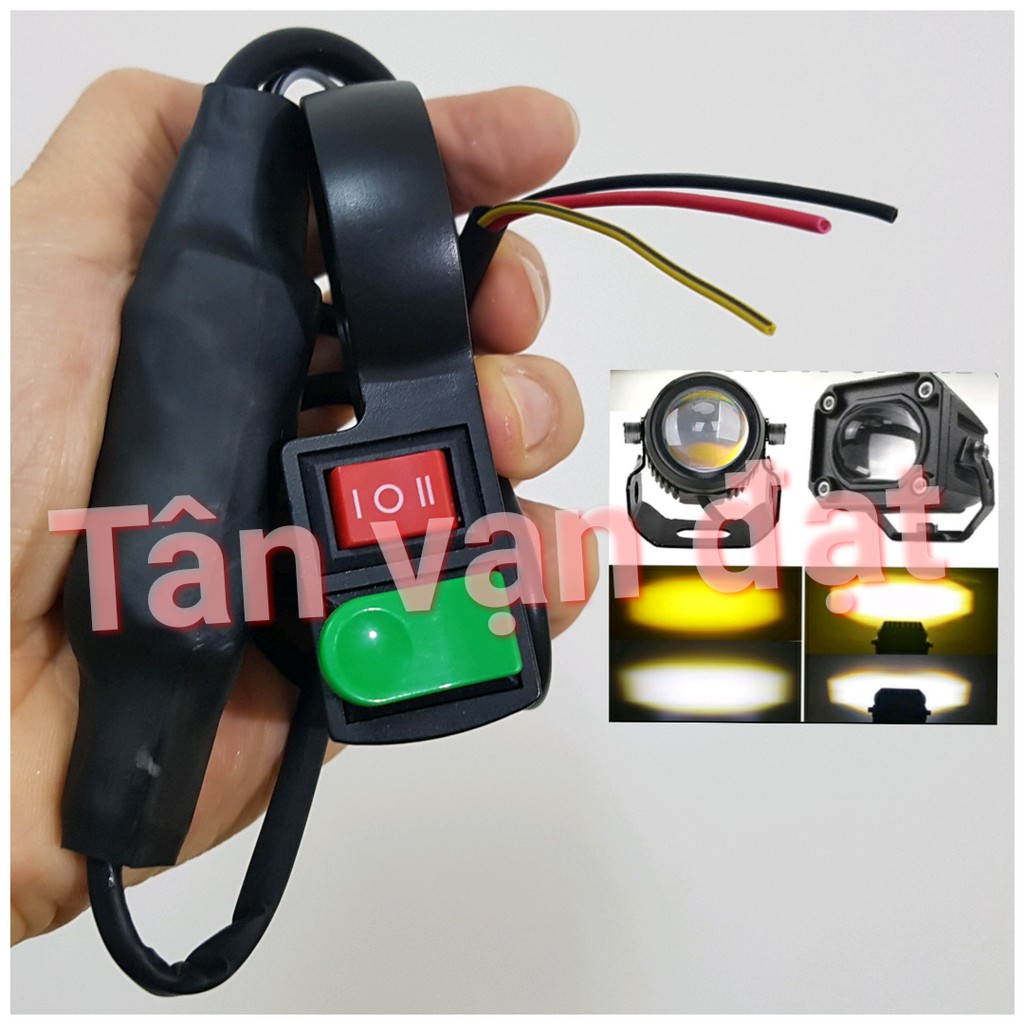 Công tắc Mơ-Tắt-Mở màu XanhĐỏ cho đèn trợ sáng Bi mini 2 màu