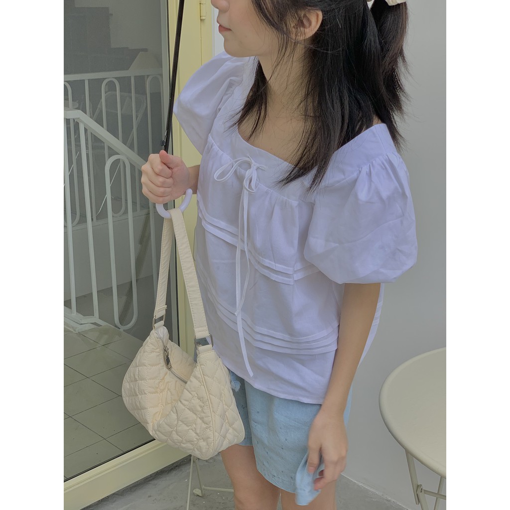áo cổ vuông vai bồng ngắn tay TKA288 LOLLIE STUDIO