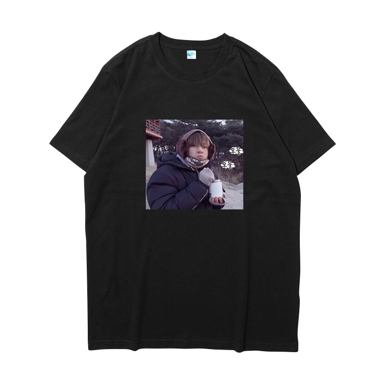 Áo Thun Cotton Tay Ngắn Dáng Rộng In Hình BTS JUNGKOOK RM V Kim Tae Hyung