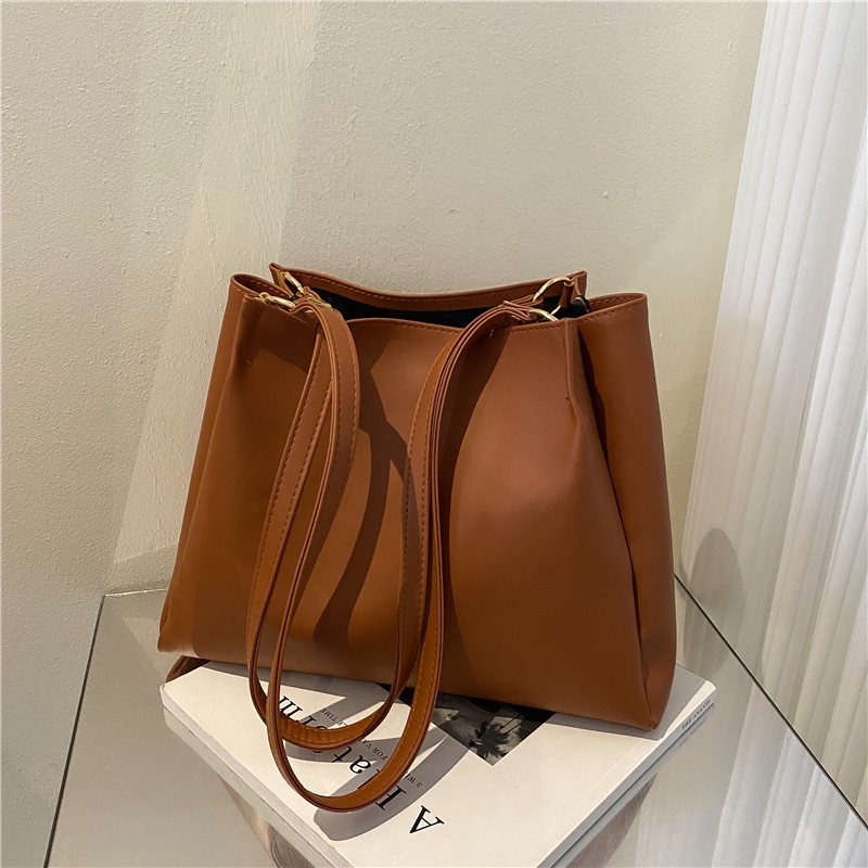 Túi Đeo Một Bên Vai Màu Trơn Mẫu Mới 2022 Sức Chứa Lớn Phong Cách Nước Ngoài Đơn Giản Cho Nữ