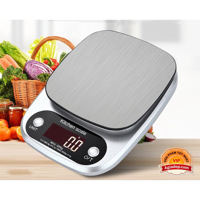 Cân tiểu ly điện tử nhà bếp mini định lượng 1g - 5kg làm bánh độ chính xác cao kèm 2 viên pin AAA
