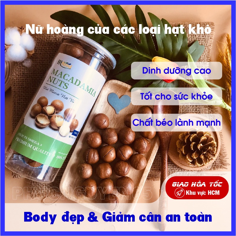 Hạt Macca Mắc Ca Macadamia Úc Nứt Vỏ-Hũ 500gram