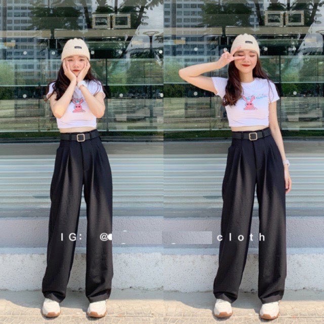 Quần ống rộng culottes suông dài ♥️ Quần ống suông lưng cao nữ phong cách ulzzang QD04 | BigBuy360 - bigbuy360.vn
