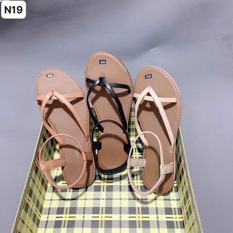 Sandal nữ đi học đế bằng kẹp xỏ ngón quai hậu mảnh đẹp rẻ thời trang