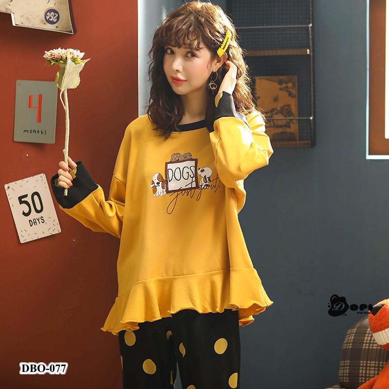 (DBO077) Đồ bộ mặc nhà thu đông dài tay CHUNKEER cao cấp