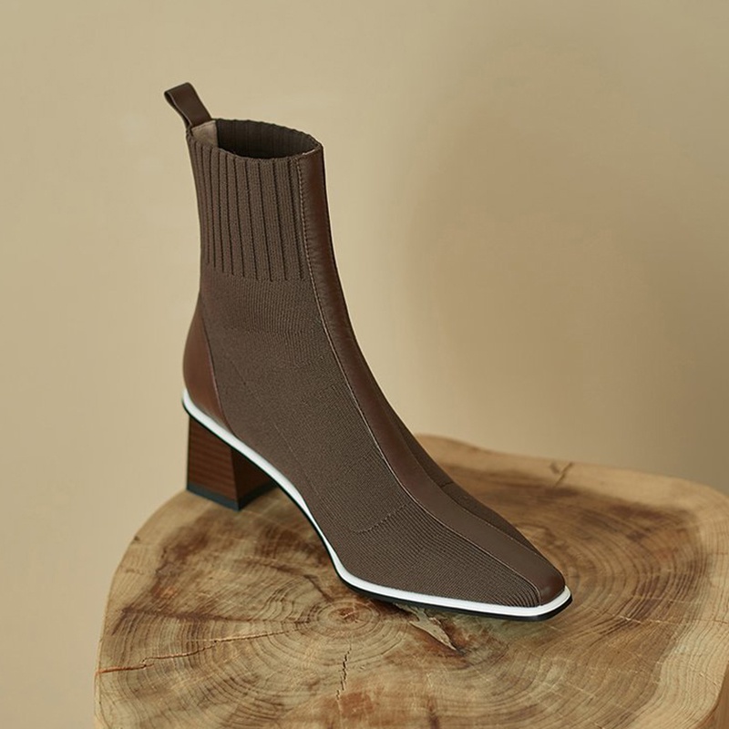 Giày bốt IELGY mũi nhọn co giãn phong cách Hàn Quốc thời trang cho nữ