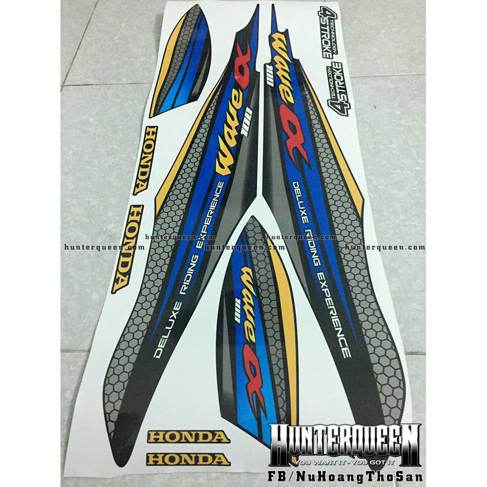 Tem rời xe Wave màu đen. Thay đổi màu sắc và chi tiết theo yêu cầu. Sắc nét, bền màu