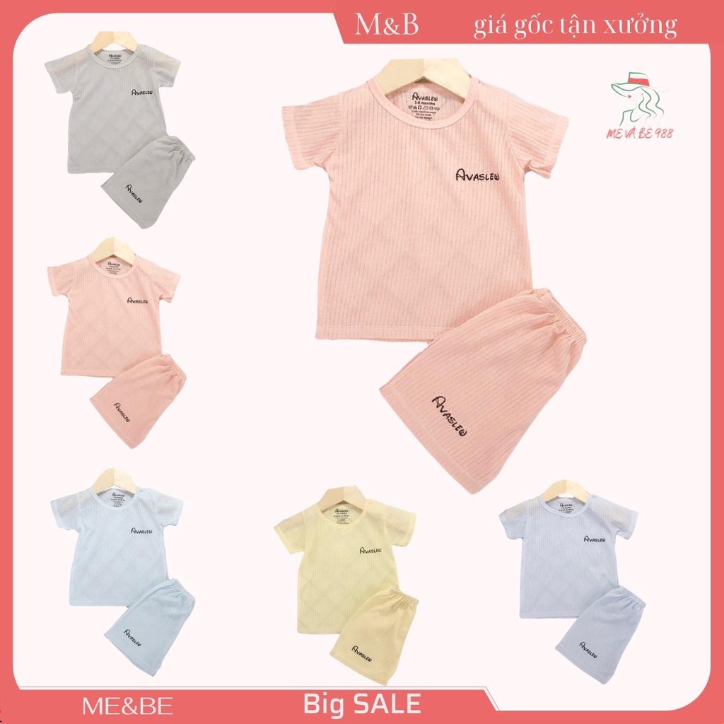 Quần áo trẻ em Bộ cộc tay tăm tre AVA cho bé trai gái trẻ sơ sinh hàng cao cấp mềm mịn mát mặc nhà M&B shop