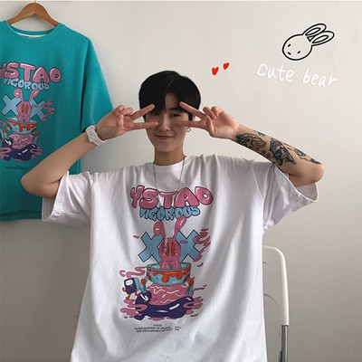 Áo cotton nam nữ unisex thun tay lỡ ulzzang phông đen cotton oversize YSTAO form rộng in hình cool ngầu SamMy96 Shop