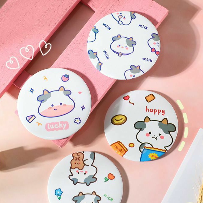 Gương mini hình bò sữa/ heo hồng/ khủng long và nhân vật hoạt hình