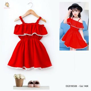 Đầm tiểu thư 2 dây bèo bé gái