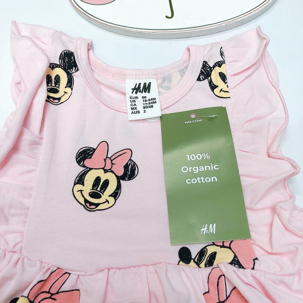 Váy cotton H.M hồng minnie