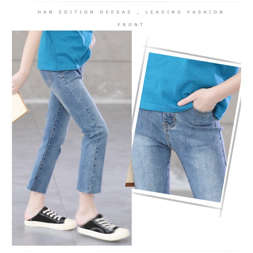 Quần bò lửng ống loe cho bé gái chất jean cao cấp Bigsize Beeshop H21023