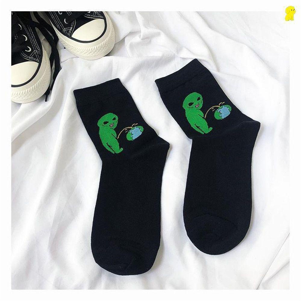1 Đôi Tất Cotton Thoáng Khí In Hình Hoạt Hình 3D Cho Cặp Đôi
