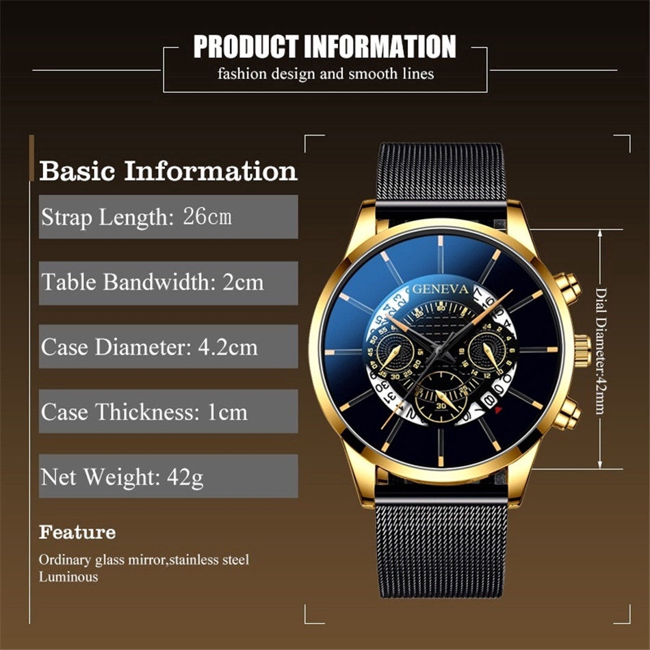 [ Mã 1010FASHIONSALE1 giảm 10K đơn 50K ] Đồng hồ nam dây đeo thép lưới thời trang dành cho
