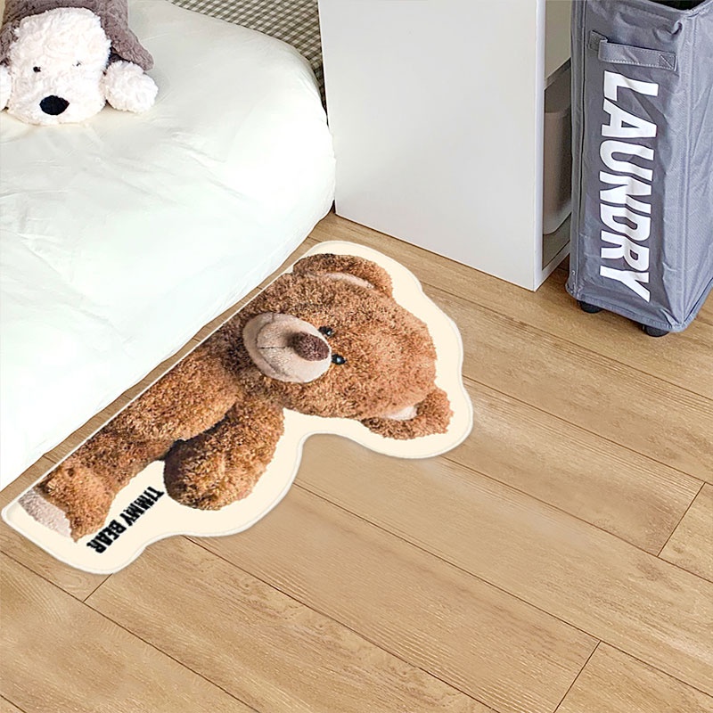 Thảm lót cửa chùi chân Chống Trượt Hình Gấu Hoạt Hình Dễ Thương