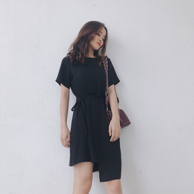 Layer Dress - Váy đen rút eo layer