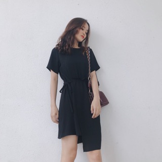 Layer Dress - Váy đen rút eo layer