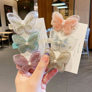 Kẹp Tóc Bướm Vải Đính Ngọc 🦋