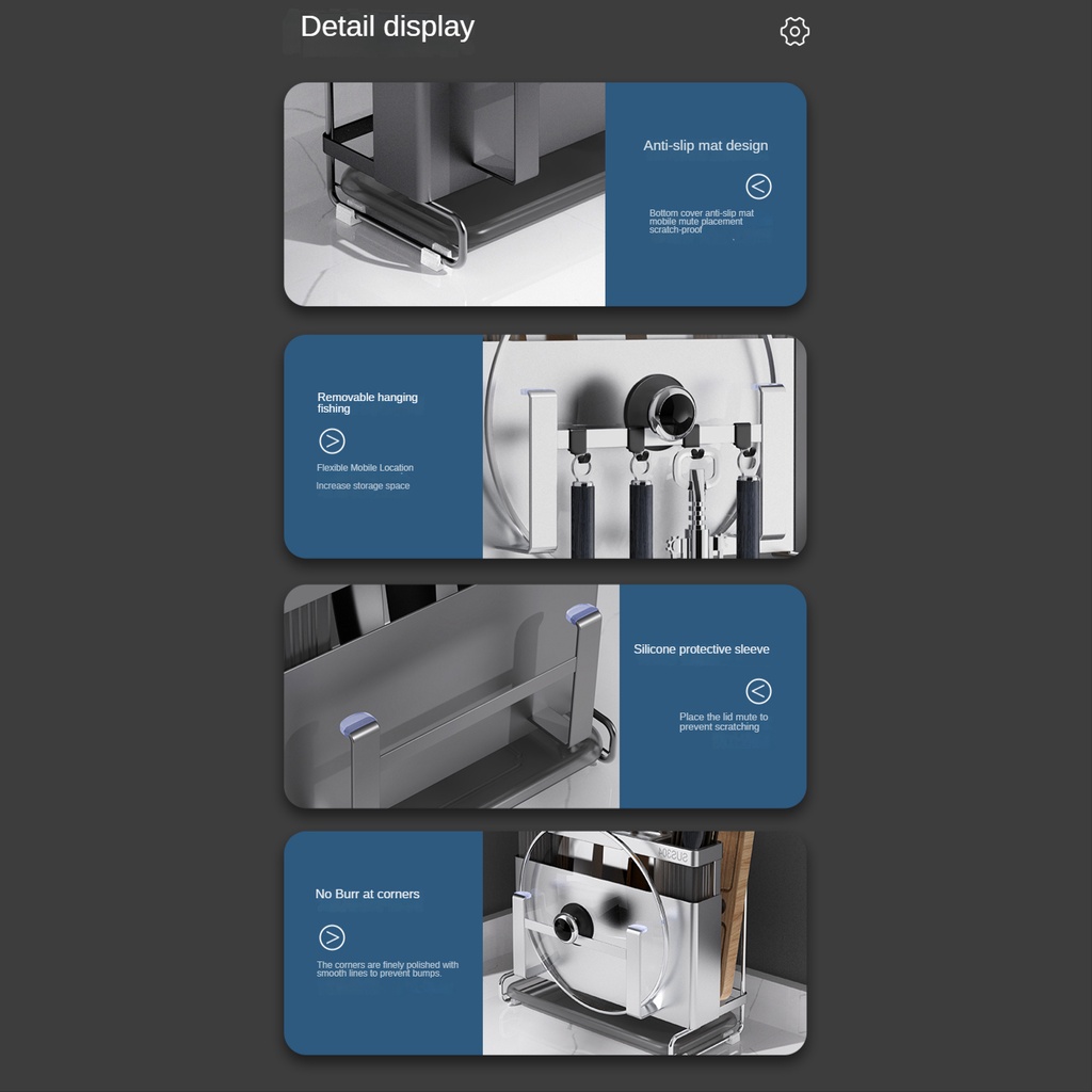 Giá để dao nhà bếp Inox 304 cao cấp Kệ để dao thớt đa năng，Giá để dao thớt Treo tường Xinkunlong