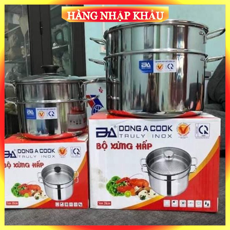 [Hàng Loại 1_FreeShip] Bộ nồi xửng hấp inox cao cấp đáy từ Đông Á Cook Size 20cm, 28cm