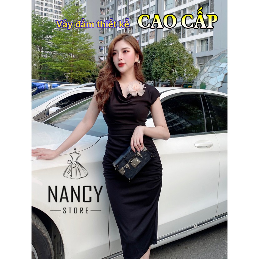 Đầm thiết kế cao cấp dáng dài, tay ngắn sang chảnh dự tiệc màu đen Nancy A37 | BigBuy360 - bigbuy360.vn