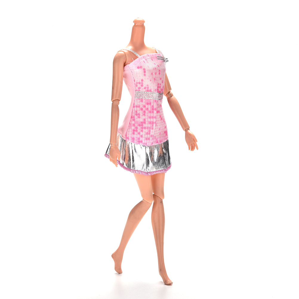 1 Đầm Dạ Hội Màu Hồng Cho Búp Bê Barbie 13cm