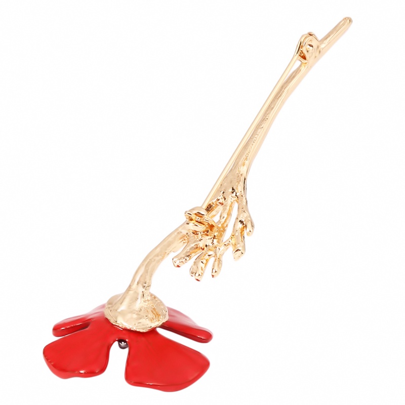 Trâm cài áo họa tiết hoa anh túc đỏ phong cách thời trang cho phái nữ